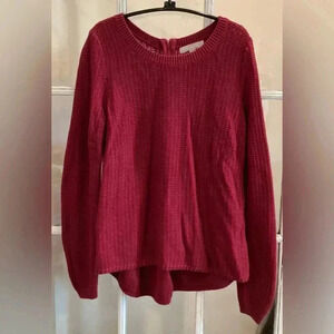 Banana Republic Knitted Pullover Sweater w/ 1/4 Back Zipper, Women's Large (Red)